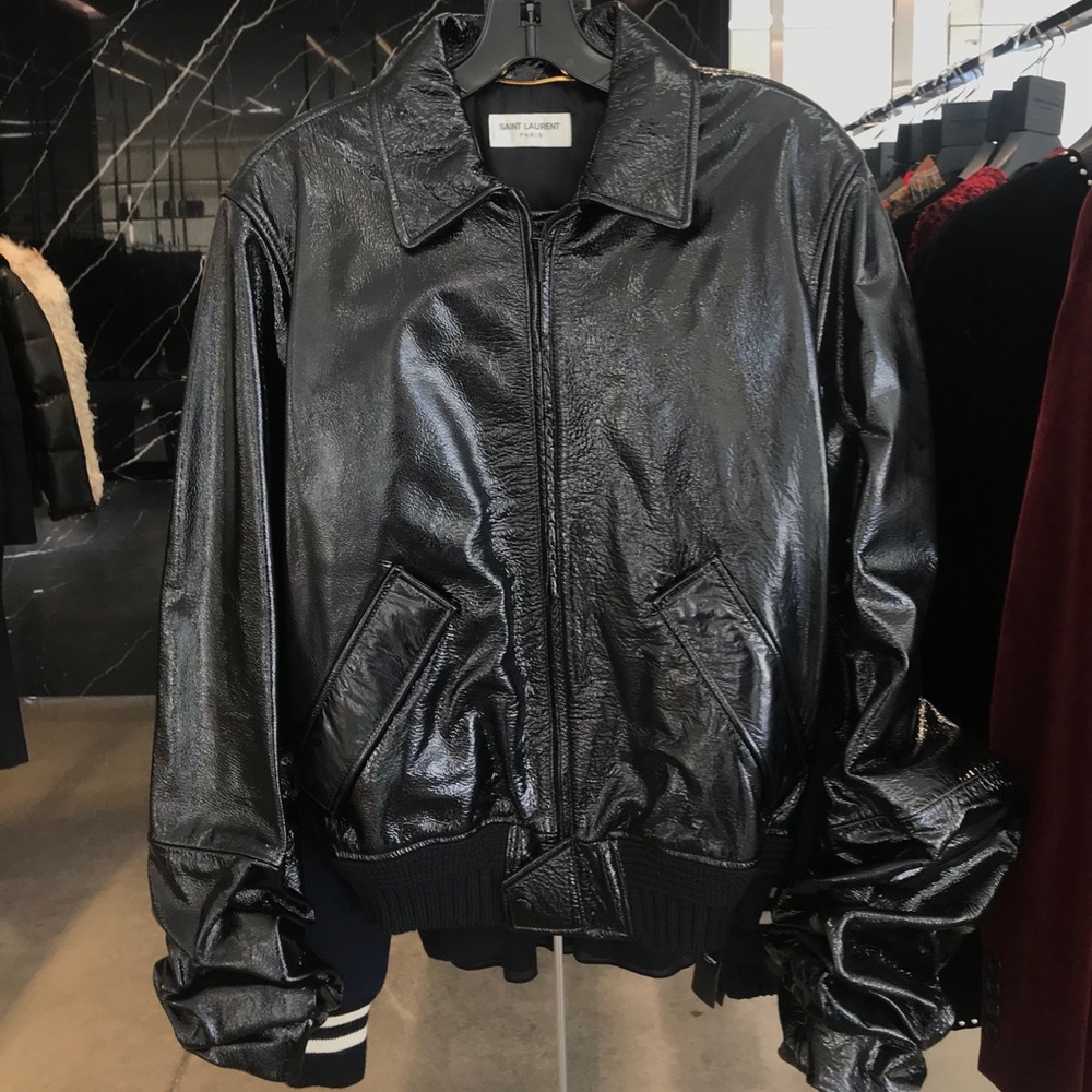 Saint Laurent Leather Bomber Jacket FR 36